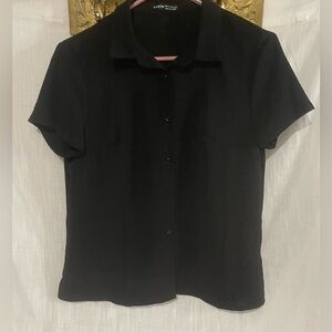 SHEIN Black Short Sleeve Button-Down Shirt